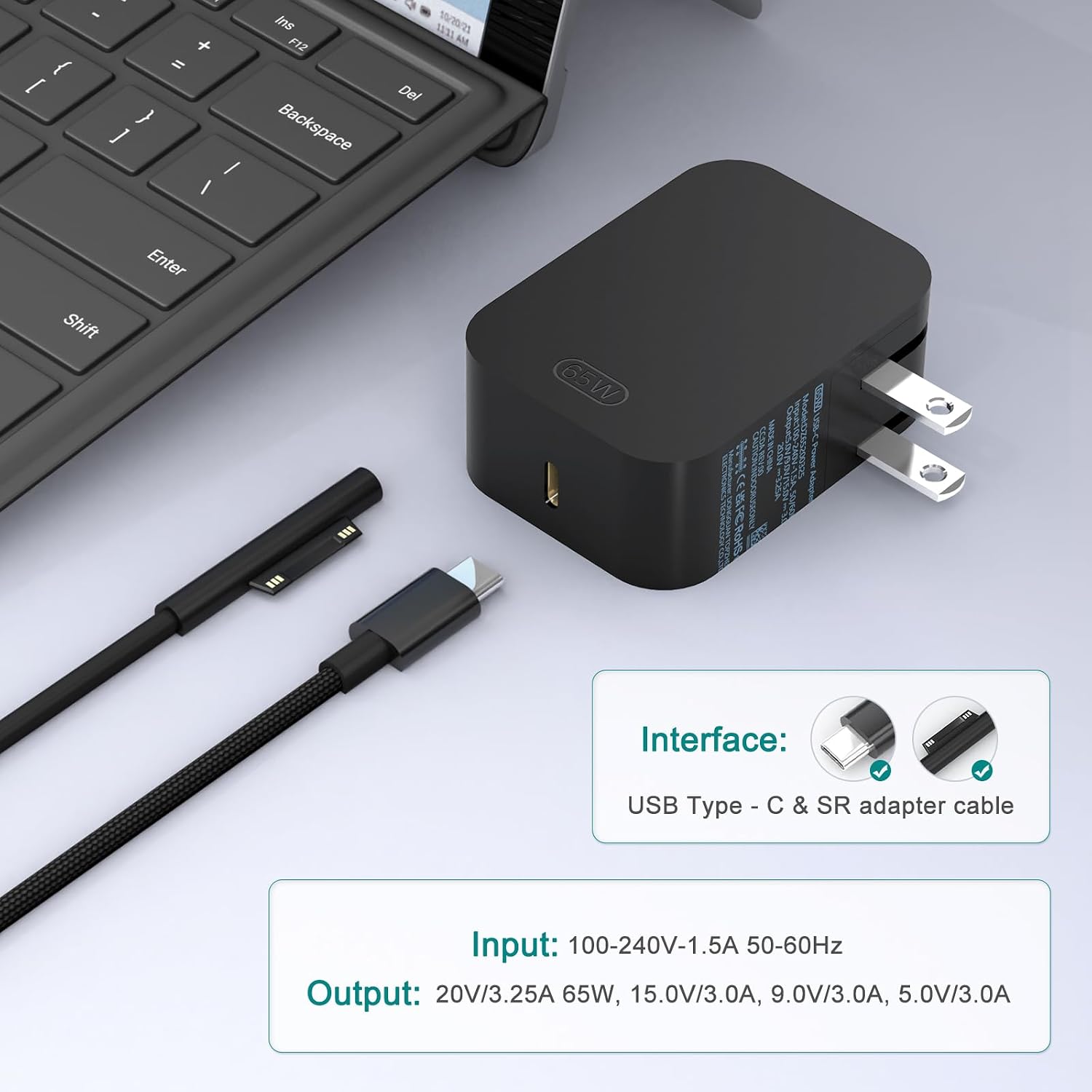 Nuevo cargador de superficie de 65 W con enchufe de CA plegable, co...