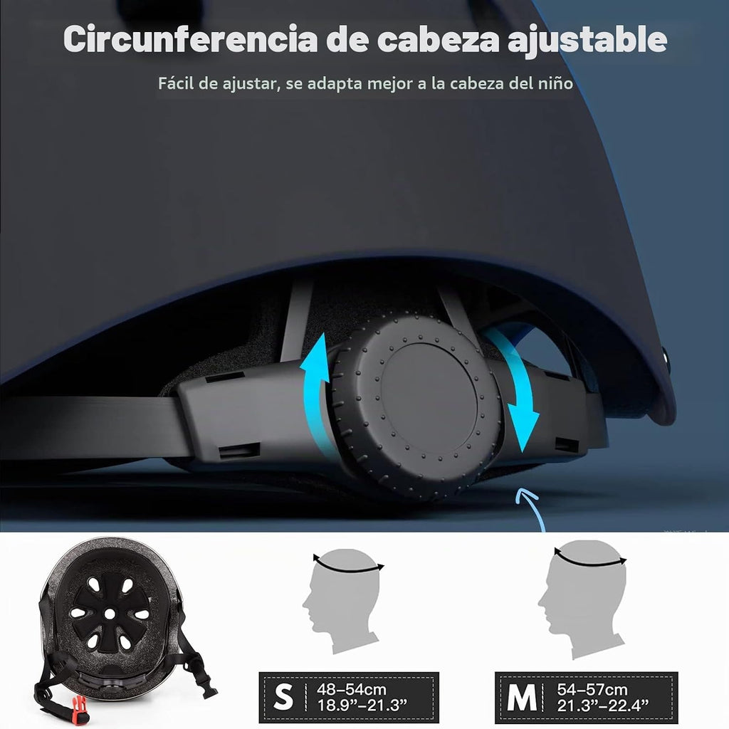Juego de casco para niños con rodilleras, coderas y muñequeras, cas...