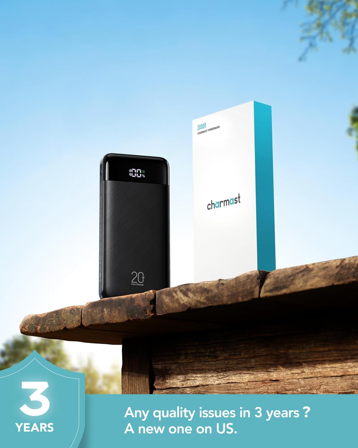 Charmast - Cargador portátil de 20000 mAh con cables incorporados,...