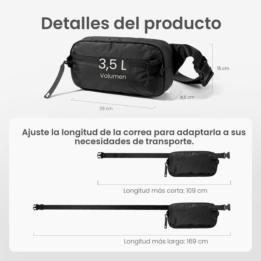 tomtoc Bolso de 1.5L-3.5L con bloqueo RFID, mochila cruzada minimal...