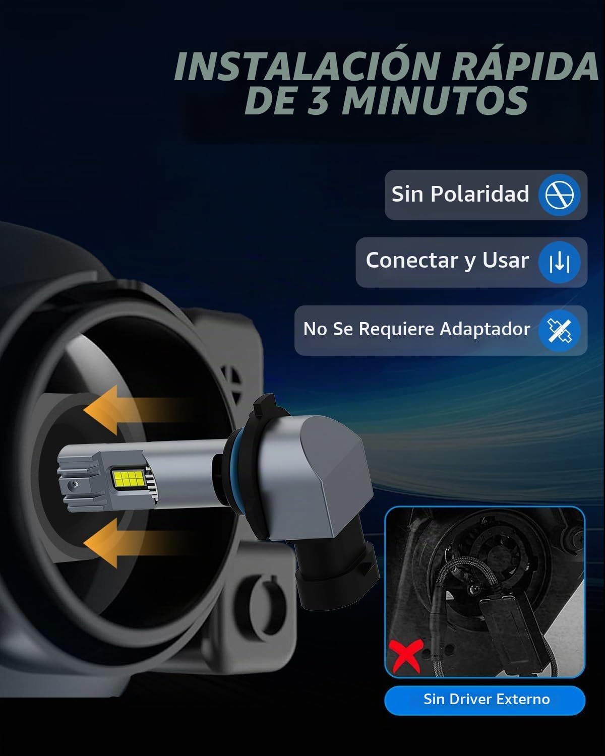 TechWizHub Bombillas LED 9005\/HB3, 24000 lm de brillo, 6500 K luz...