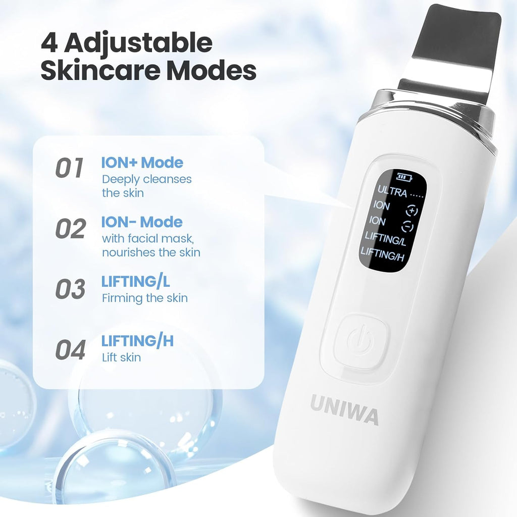 UNIWA Espátula facial ultrasónica para limpiar la piel, limpiador d...