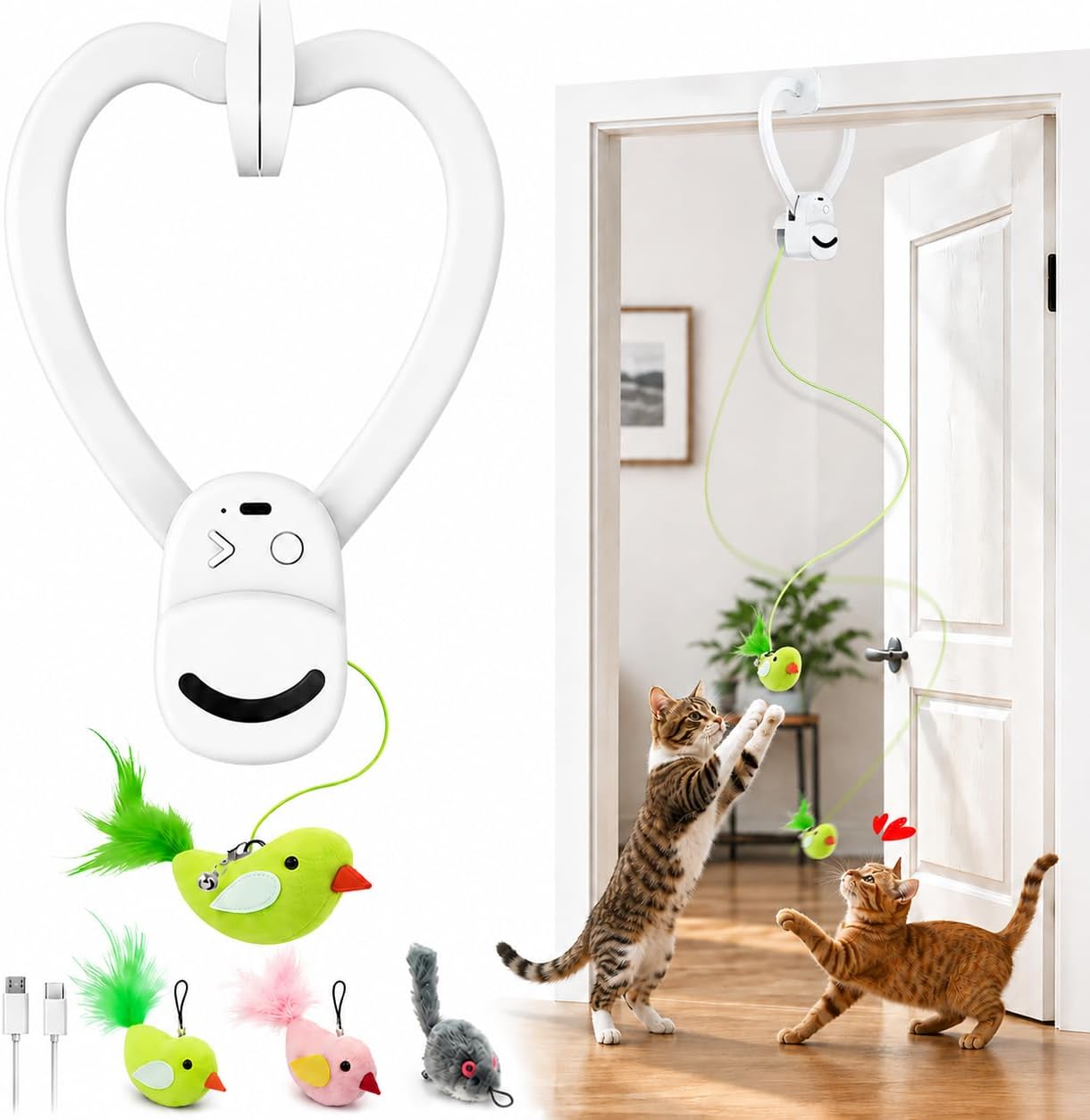 Juguetes interactivos para gatos de interior: varita de plumas de a...