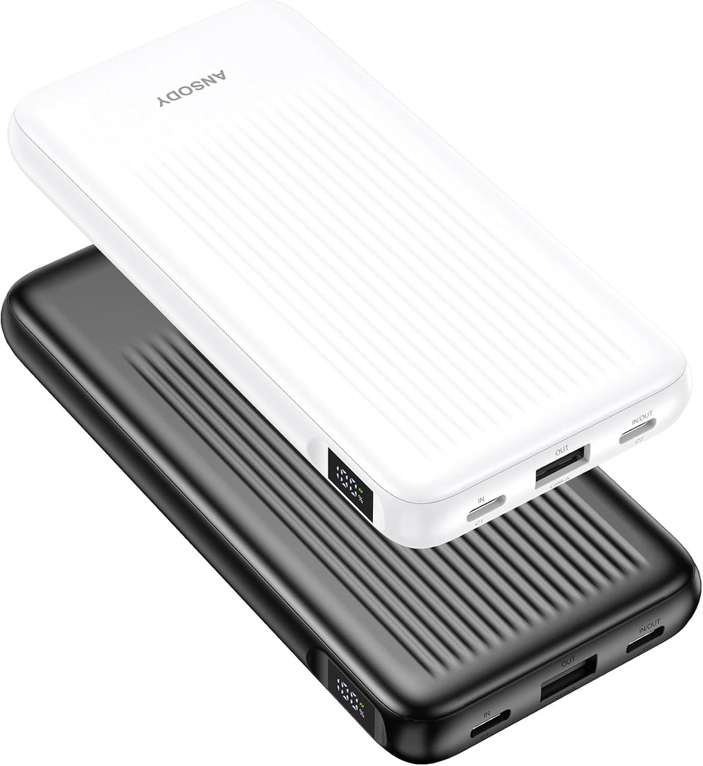Ansody Paquete de 2 baterías de carga rápida de 10000 mAh, cargador...