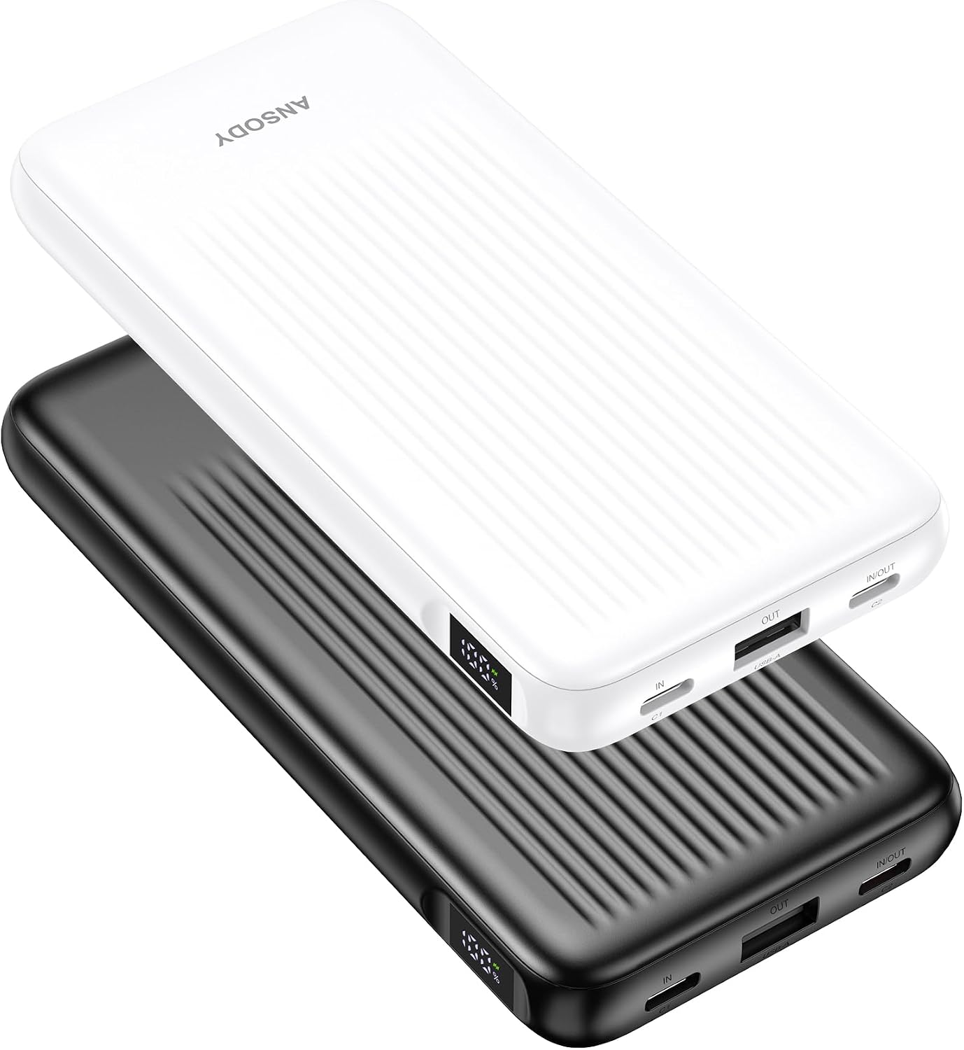 Ansody Paquete de 2 baterías de carga rápida de 10000 mAh, cargador...