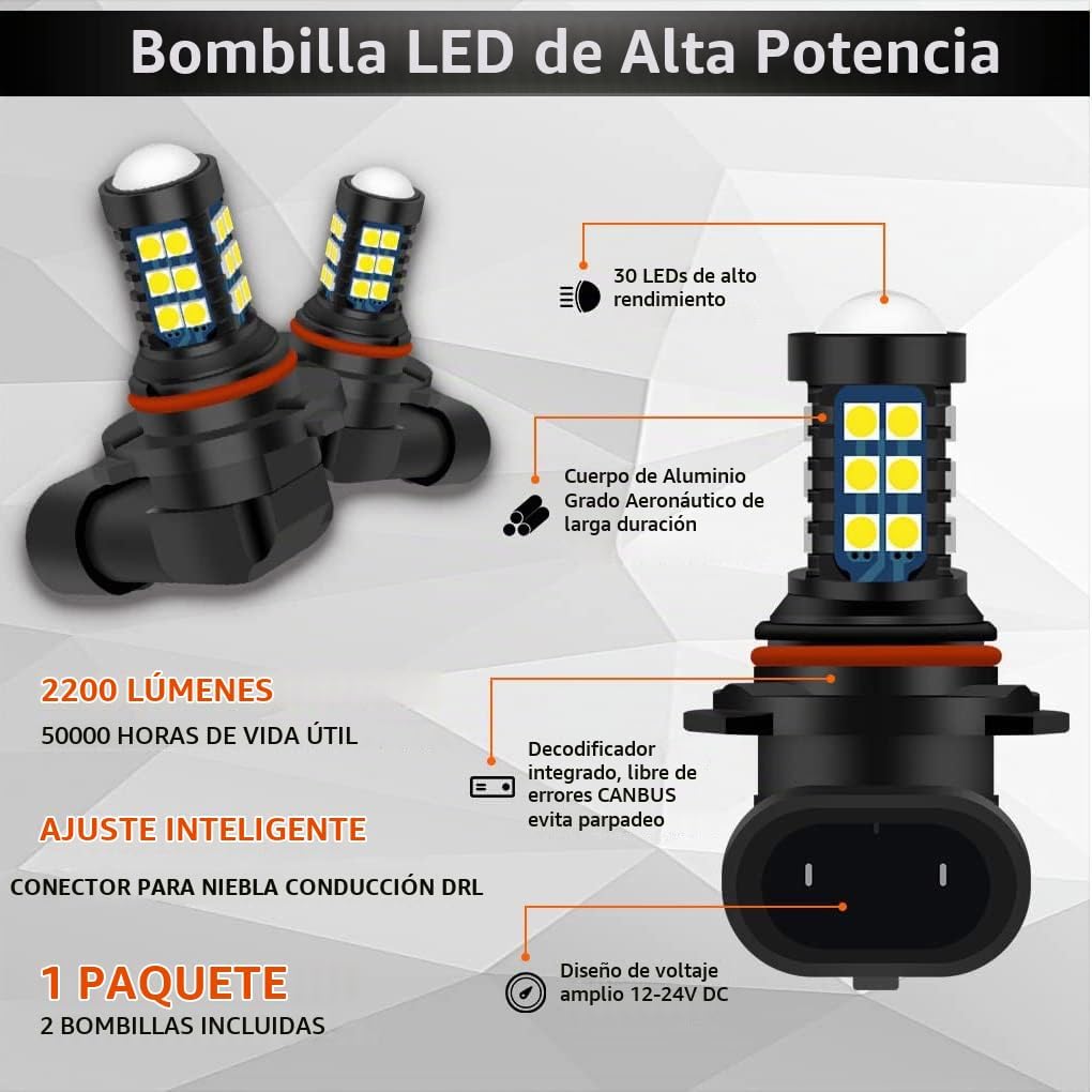 GLOFE Bombillas LED 9005 9006 HB3 HB4 de 6000 K, color blanco, H10...