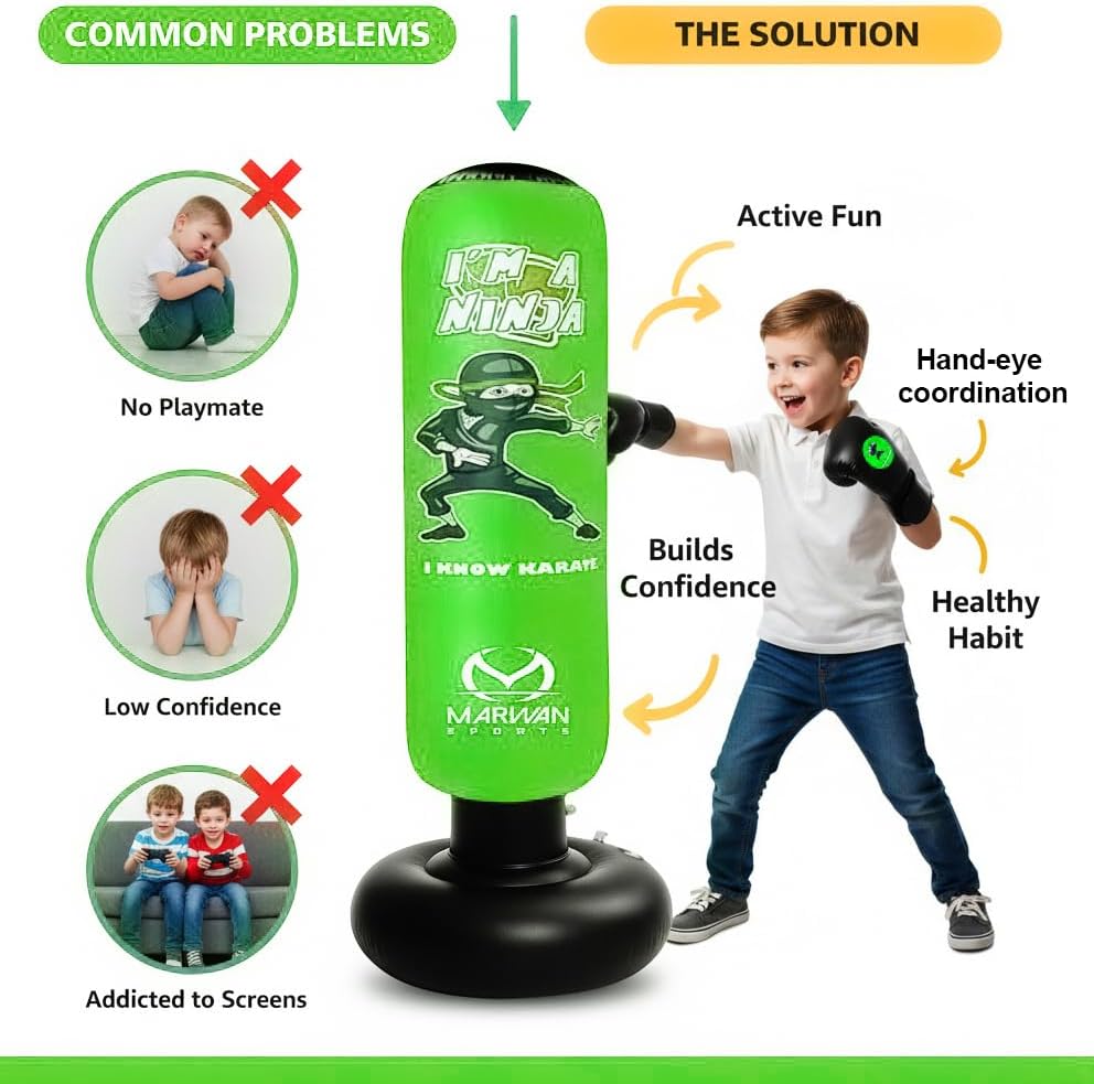 Marwan Sports Ninja - Saco de boxeo para niños, juguete sensorial i...