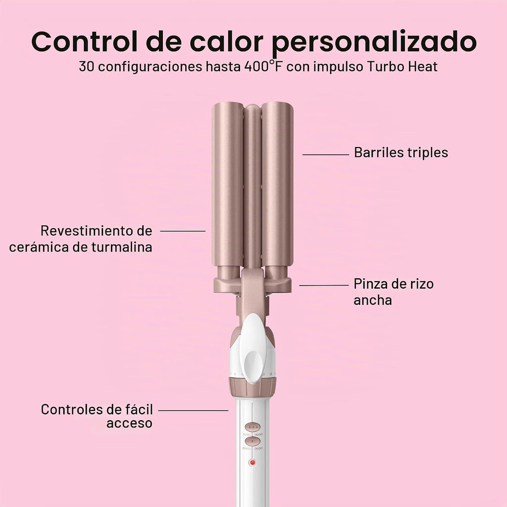 Conair Rizador de Cerámica Doble de 3 Barriles, Herramienta Ondulad...