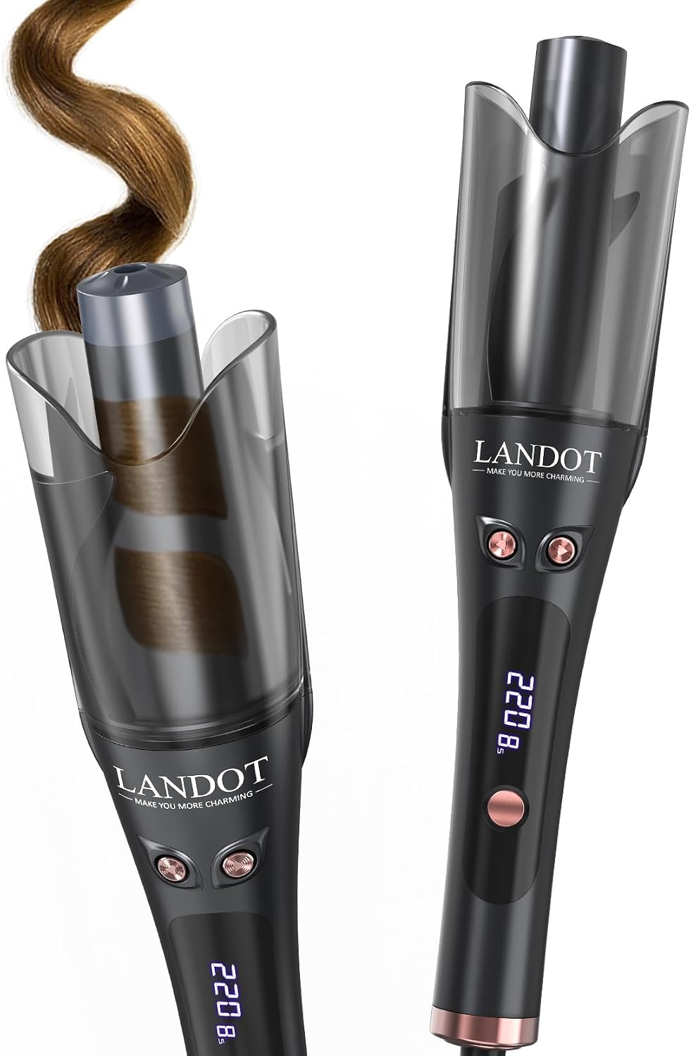 LANDOT Rizador giratorio automático de 1 pulgada, estilo versátil p...