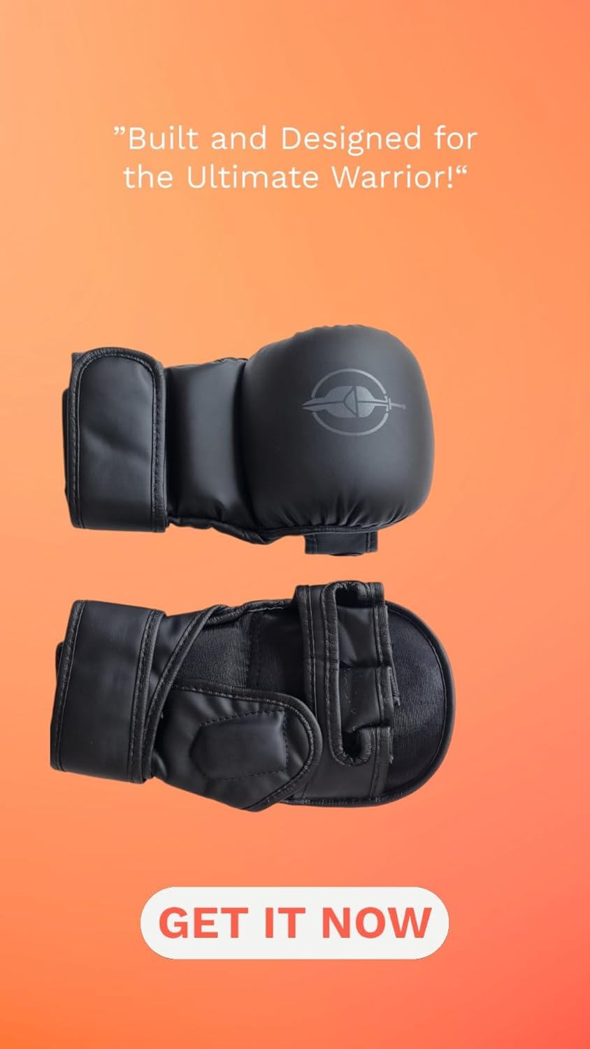 Hoplite Sports Guantes de medio dedo MMA (forma de masa con relleno...