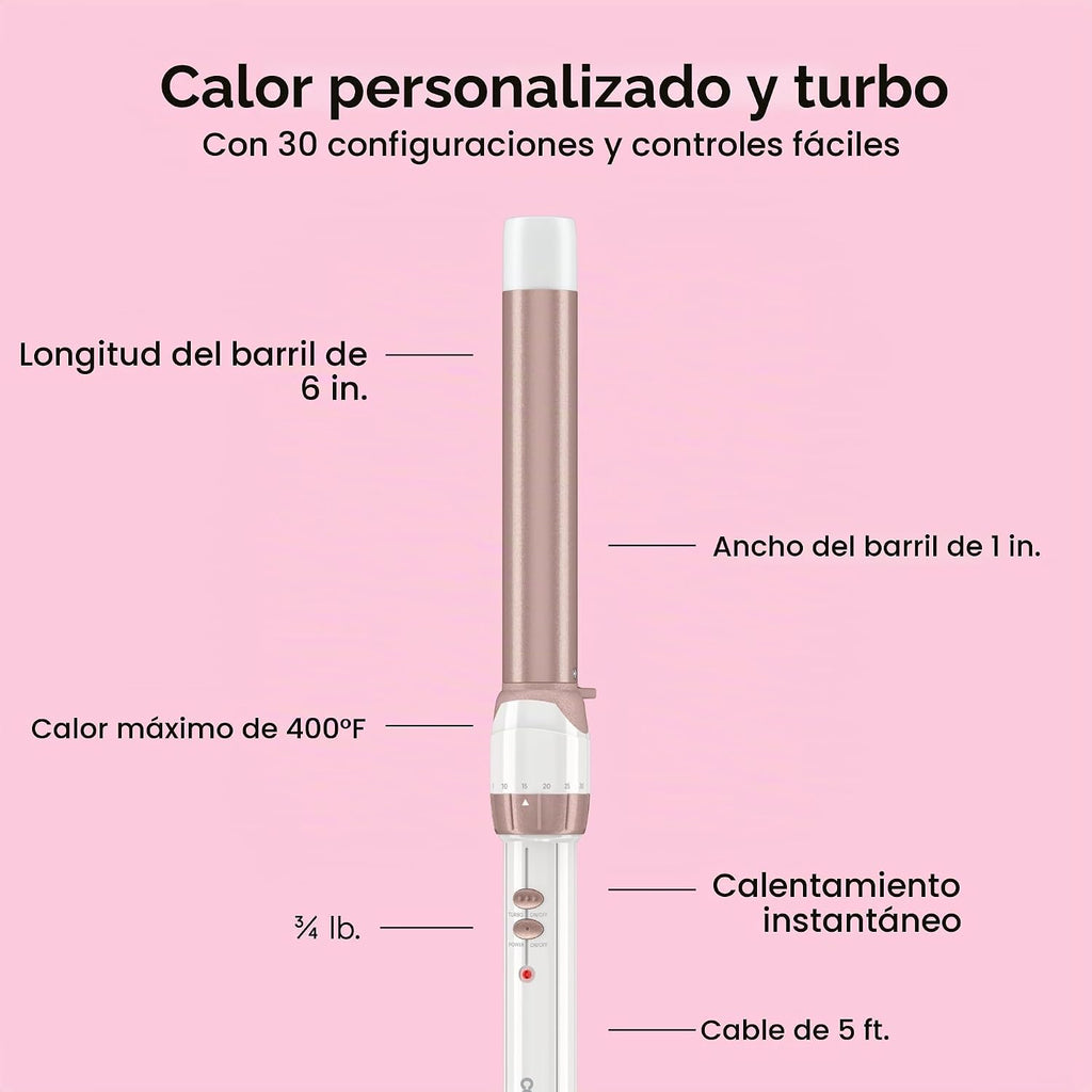 Conair Varita Rizador de Cerámica Doble de 1 Pulgada, Produce Olas...