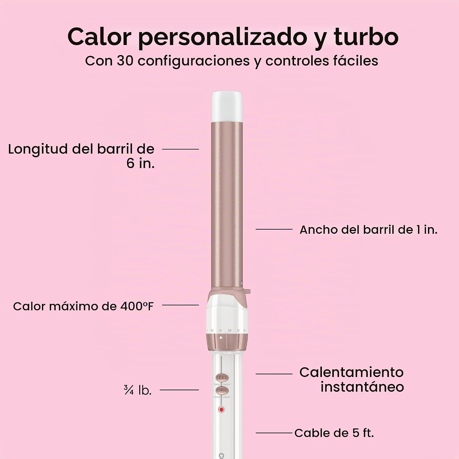 Conair Varita Rizador de Cerámica Doble de 1 Pulgada, Produce Olas...