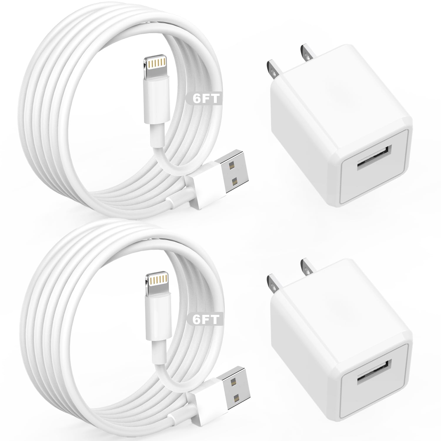 Cargador de iPhone, cargador de viaje para iPhone, paquete de 2 uni...