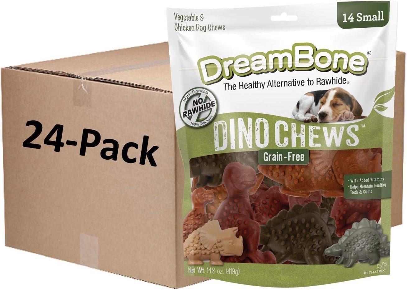 Dreambone Dinochews pequeños, masticables para perros sin granos, 1...