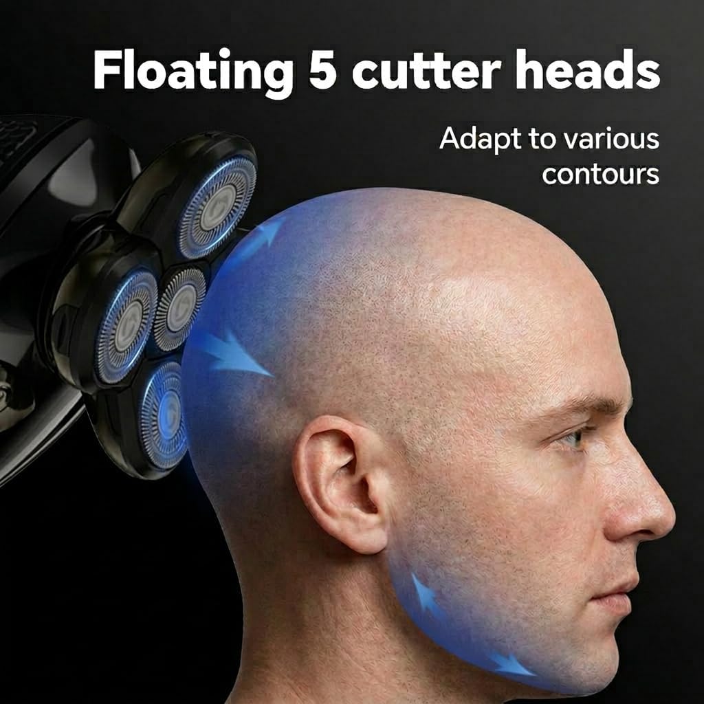 Afeitadoras de cabeza eléctricas 5D 5 en 1 para hombres calvos, maq...