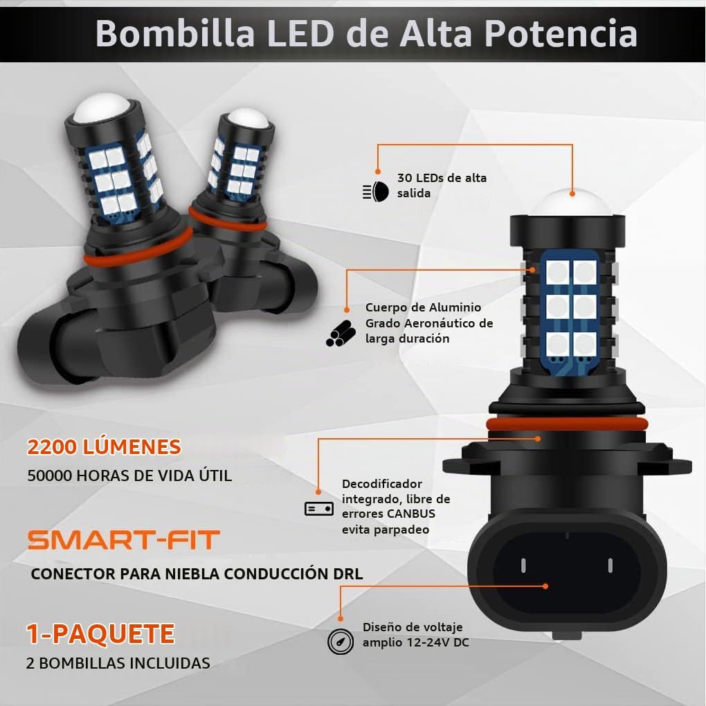 GLOFE 9005 9006 HB3 HB4 Bombillas LED 10000K Azul Profundo H10 Xtre...
