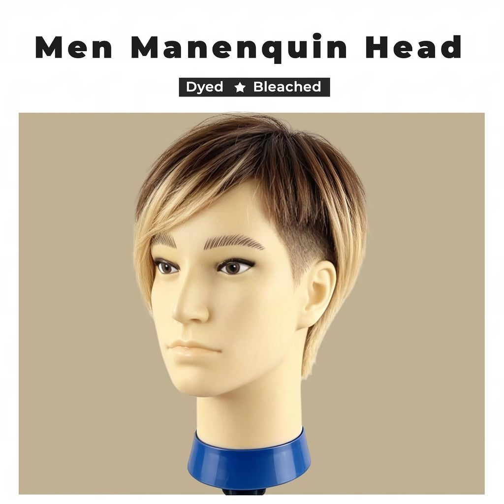 Cabeza de maniquí para hombre con cabello humano, cabeza de maniquí...