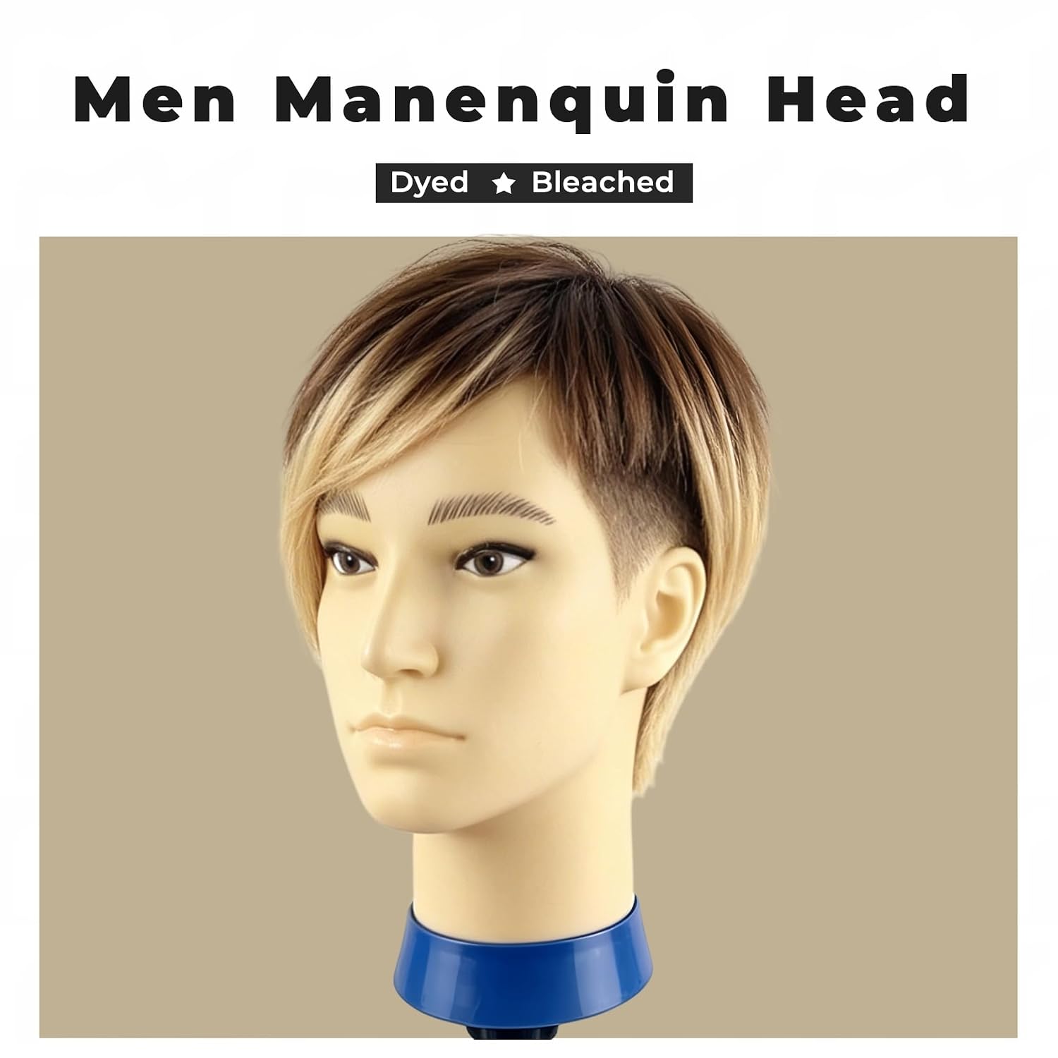 Cabeza de maniquí para hombre con cabello humano, cabeza de maniquí...