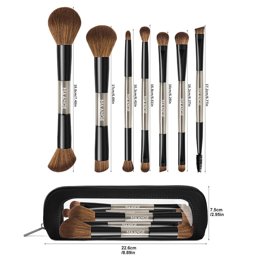 MAANGE Juego de 7 pinceles para maquillaje con bolsa, brochas de ma...