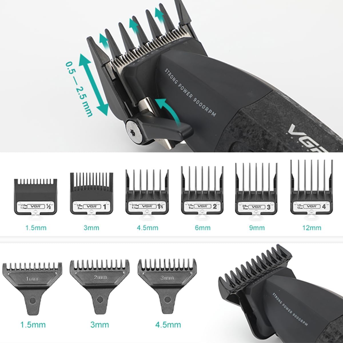 VGR 640S3 Kit Profesional de Corte de Cabello 3 en 1, 9000RPM Corta...