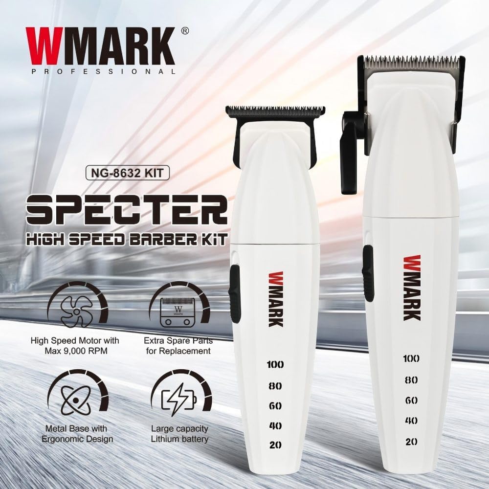 WMARK Juego profesional de cortapelos y recortadora de pelo de 9000...