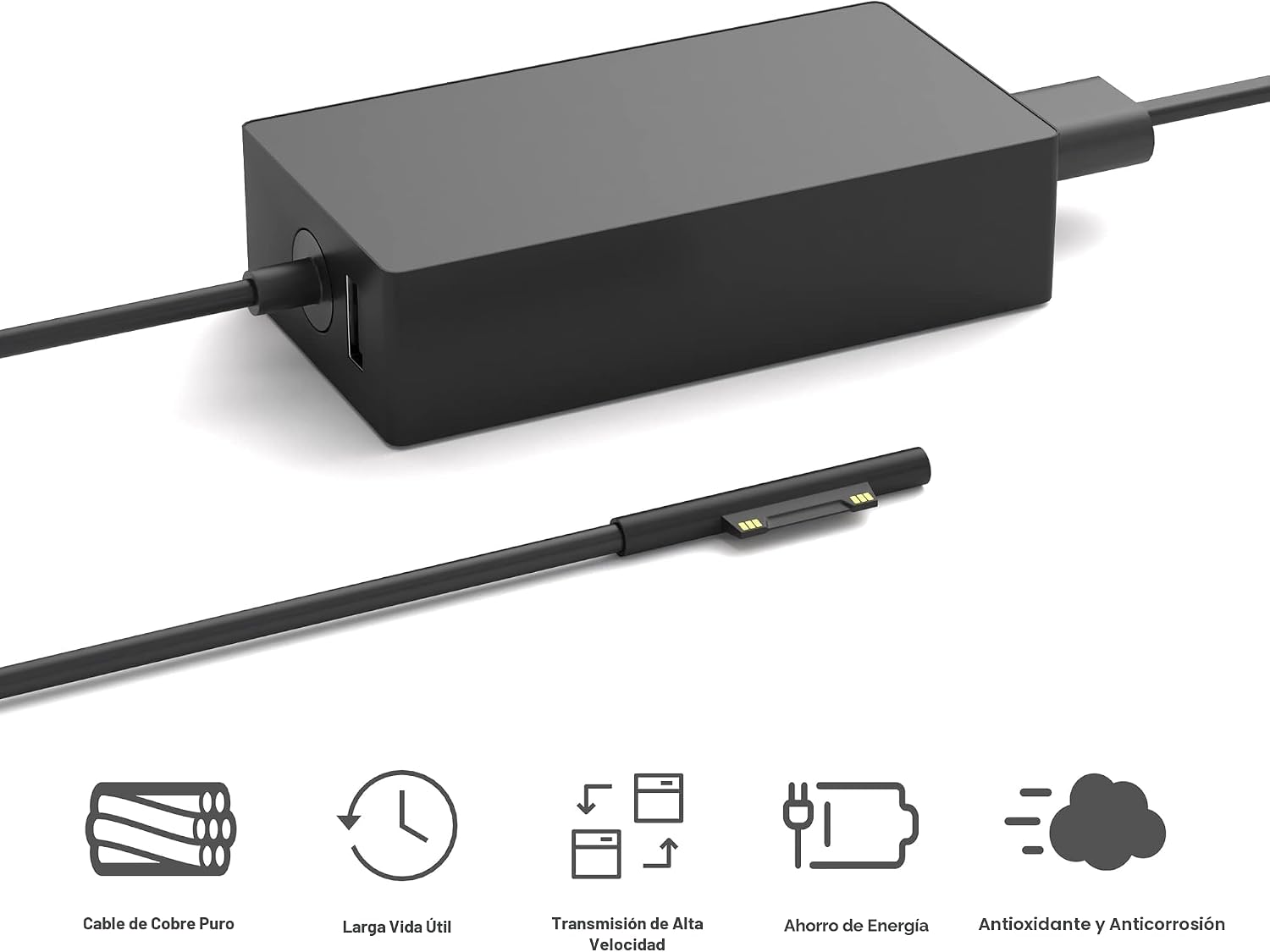 YBRUZRUB Cargador Surface Pro de 65 W compatible con Microsoft Surf...
