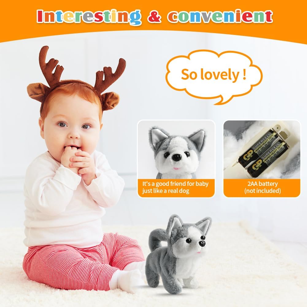 KSABVAIA Juguete de Peluche Husky Cachorro Perro Electrónico Intera...