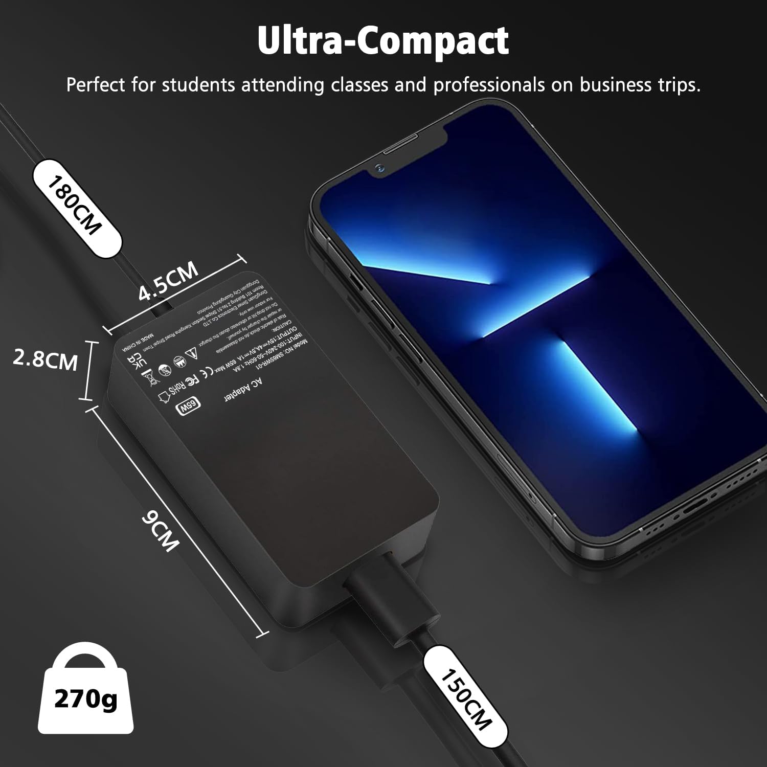 Cargador para laptop Surface Pro de 65 W compatible con Microsoft S...