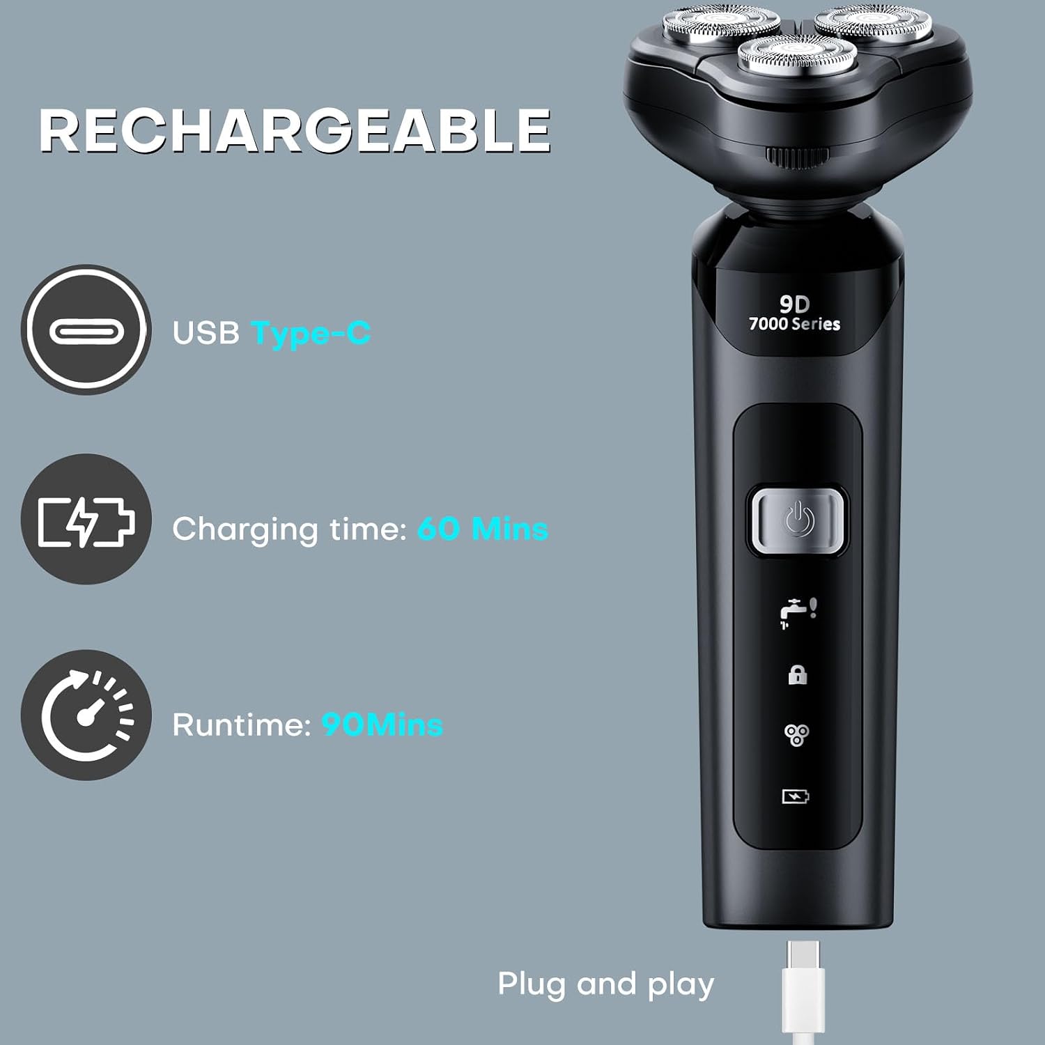 Afeitadora eléctrica 4 en 1 para hombres, afeitadora rotativa recar...