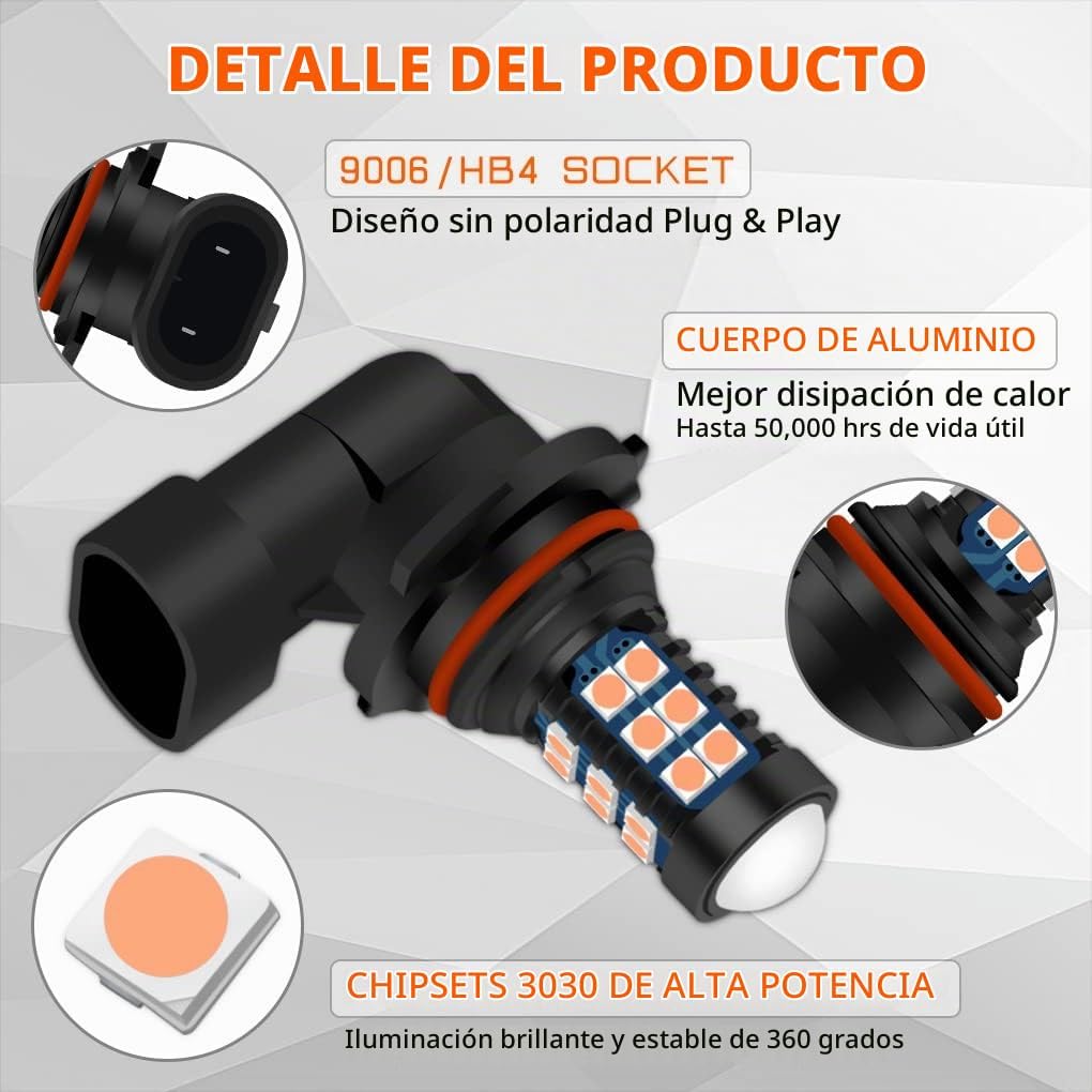 GLOFE 9005 9006 HB3 HB4 Bombillas LED Rosa Púrpura H10 Luz Antinieb...