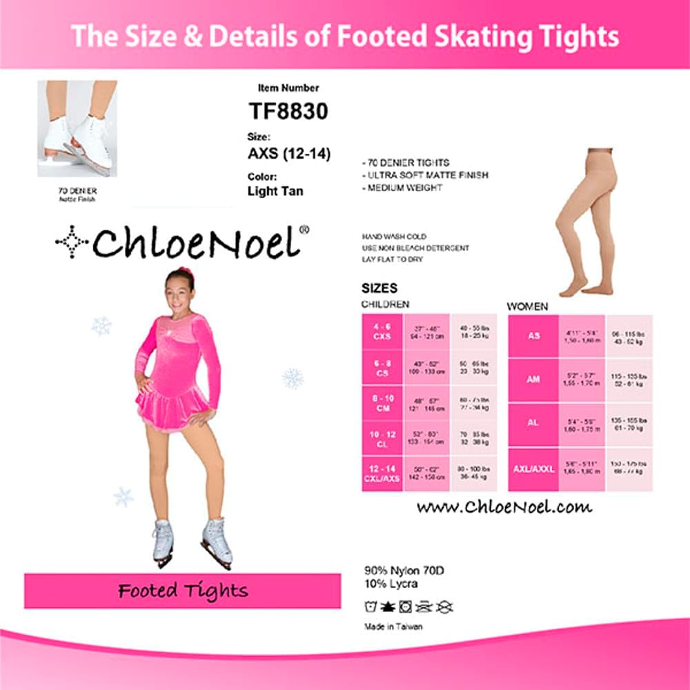 ChloeNoel Mallas con Pies para Patinaje Artístico TF8830