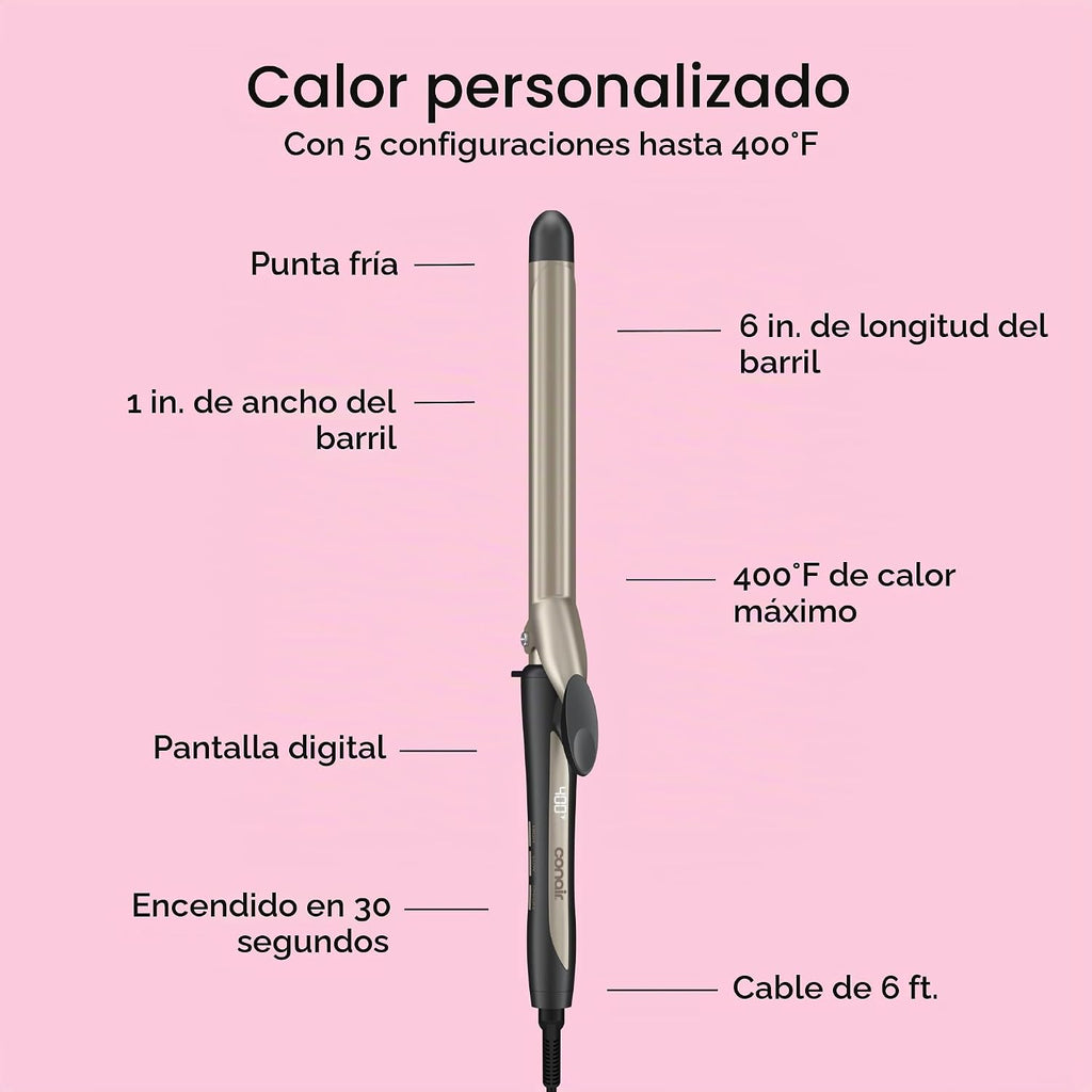 INFINITI PRO CONAIR Rizador de cerámica de turmalina de 1 pulgada,...