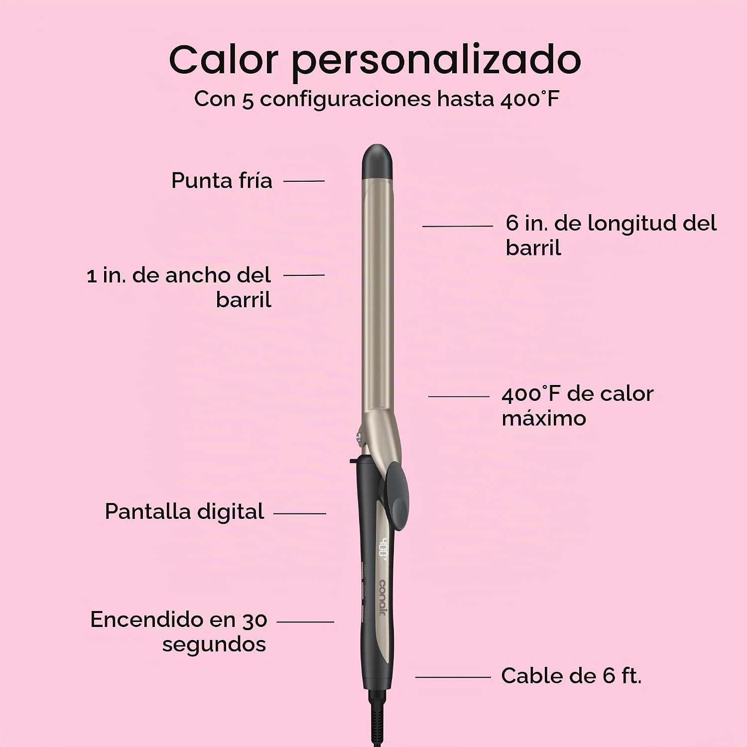 INFINITI PRO CONAIR Rizador de cerámica de turmalina de 1 pulgada,...