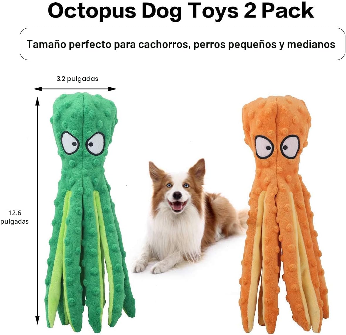 CPYOSN Juguetes chirriantes para perros, pulpo, sin relleno, juguet...