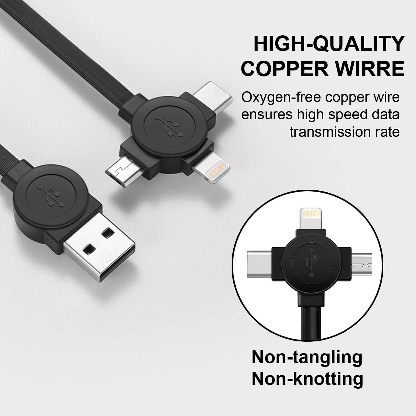 Paquete de 2 cables de carga múltiple, 3 en 1, retráctil, cable de...
