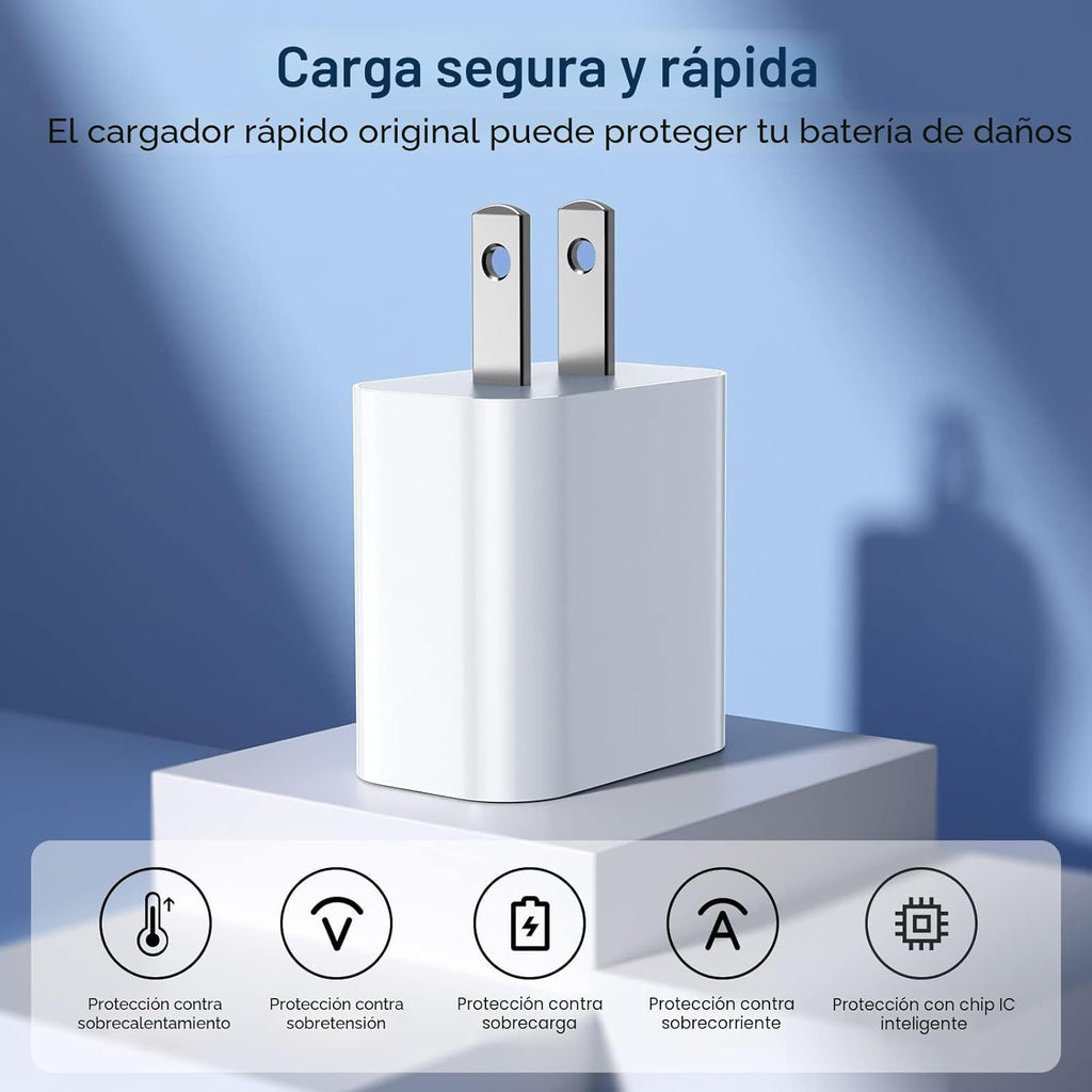 GREPHONE Cargador para iPhone de carga rápida, cargador de pared US...