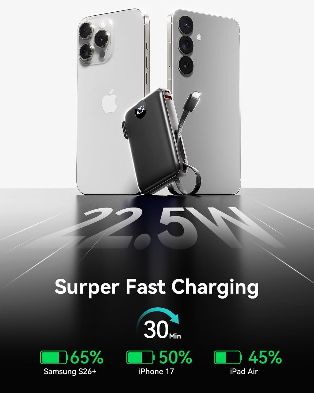 Cargador portátil de 10000 mAh, batería 45% más pequeña con enchufe...