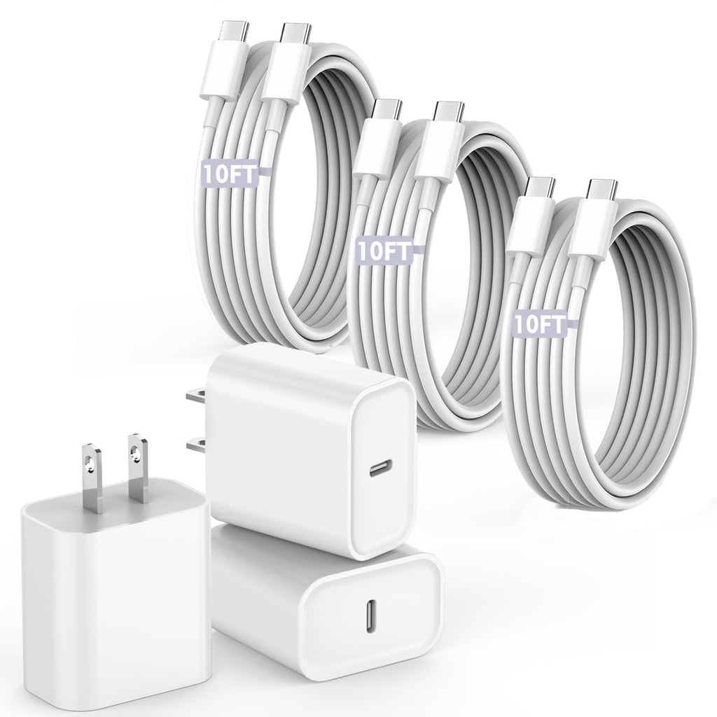 10 pies de cable de carga rápida para iPhone 17 16e 15, paquete de...