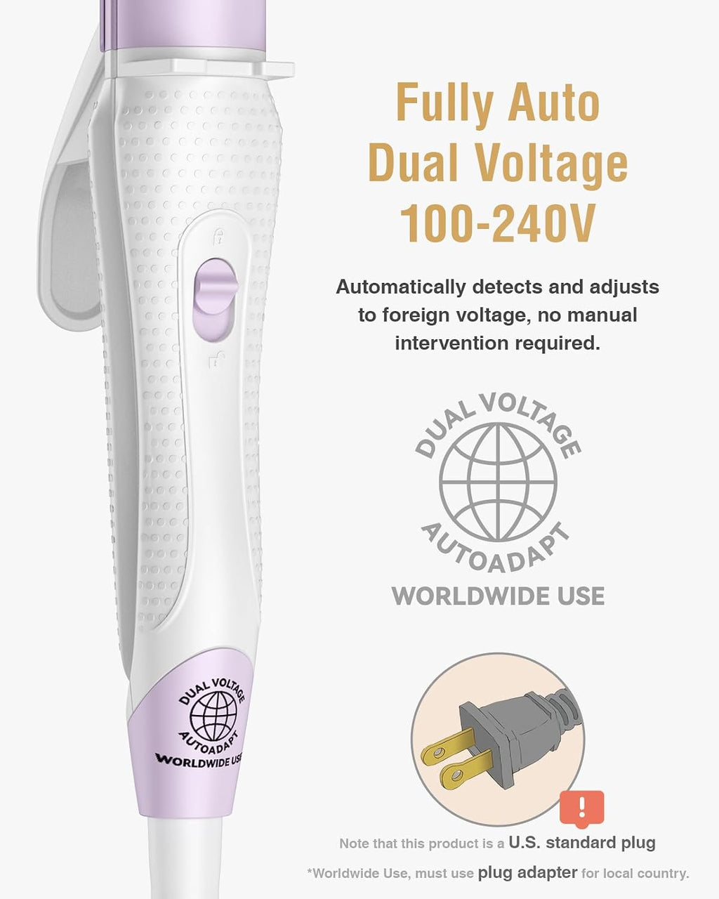 Rizador de viaje Europa Mini: rizador de doble voltaje para viajar,...