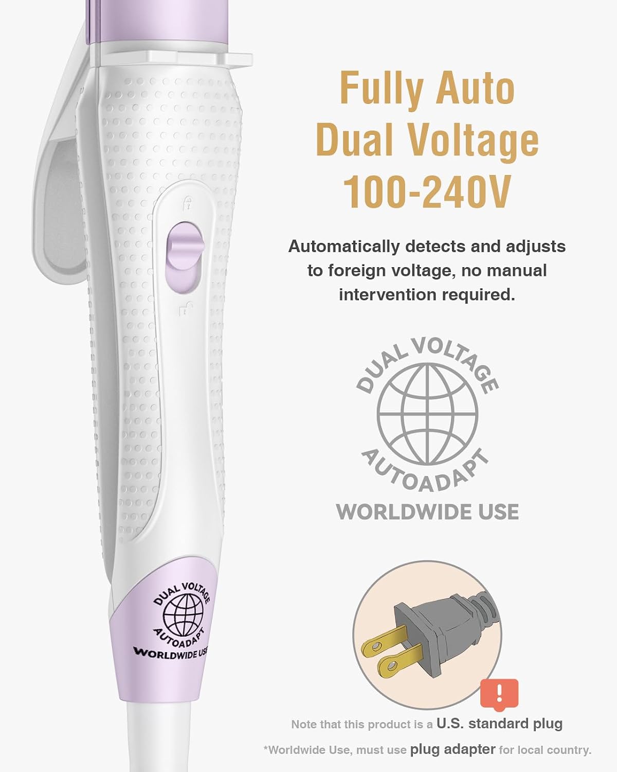 Rizador de viaje Europa Mini: rizador de doble voltaje para viajar,...