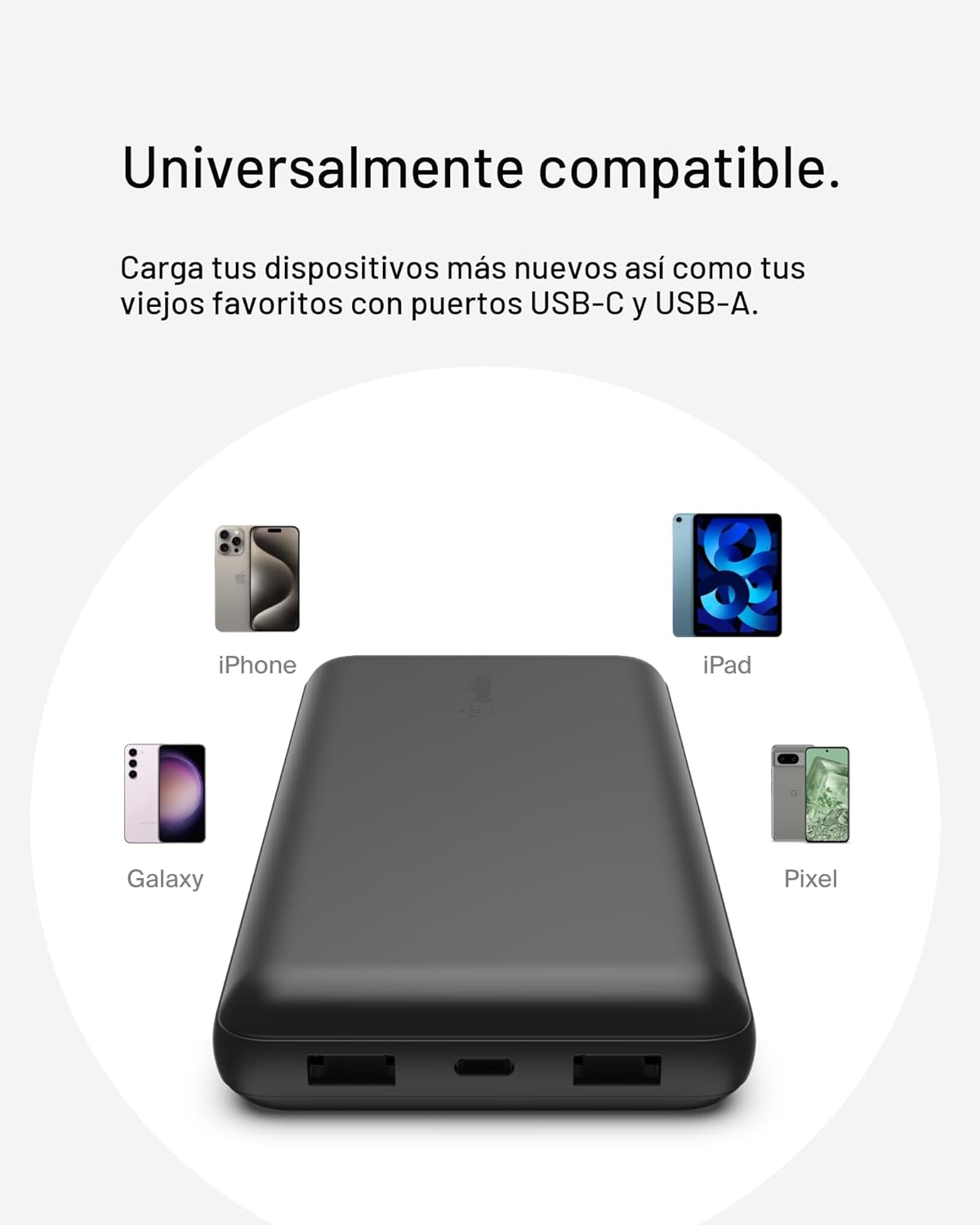 Belkin Cargador Portátil, Batería Externa USB-C 20000 mAh con 2 Pue...