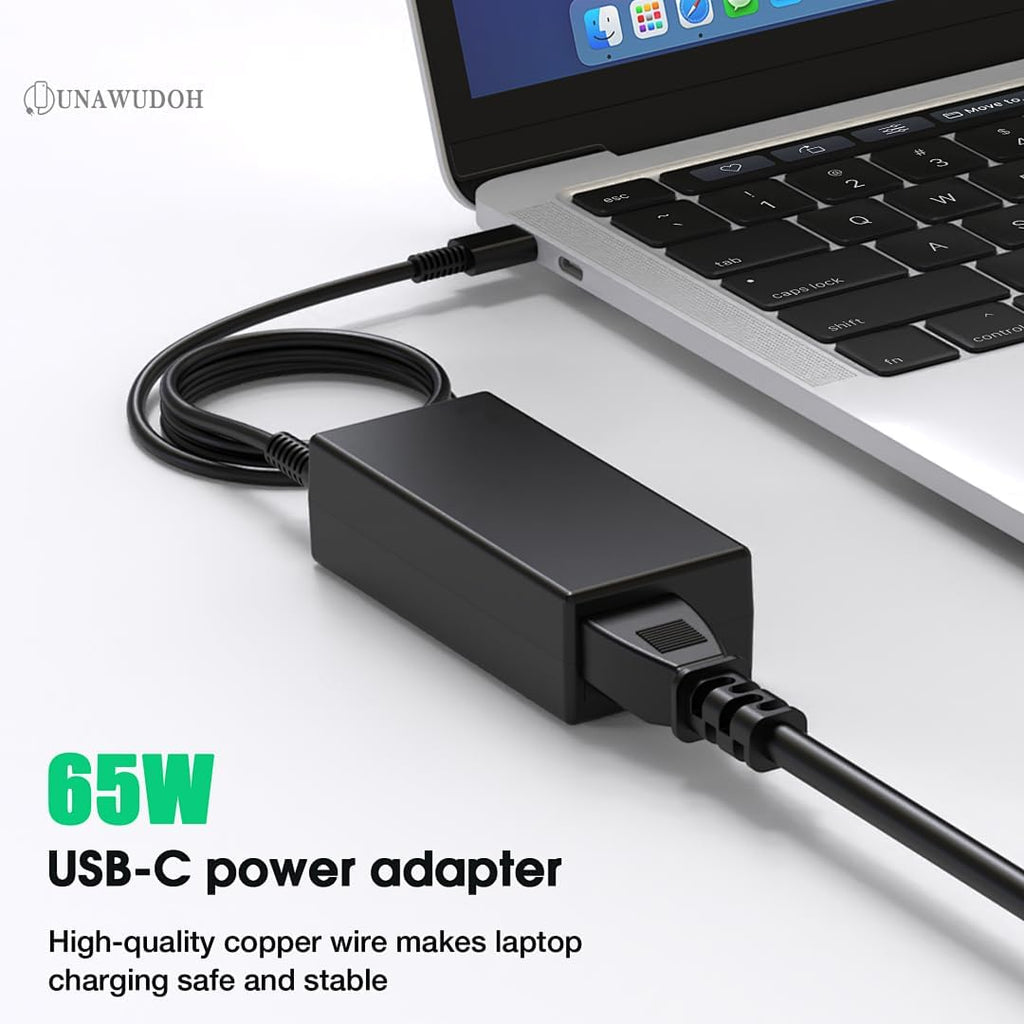 UNAWUDOH Cargador USB C para laptop, cargador de Chromebook de 65 W...