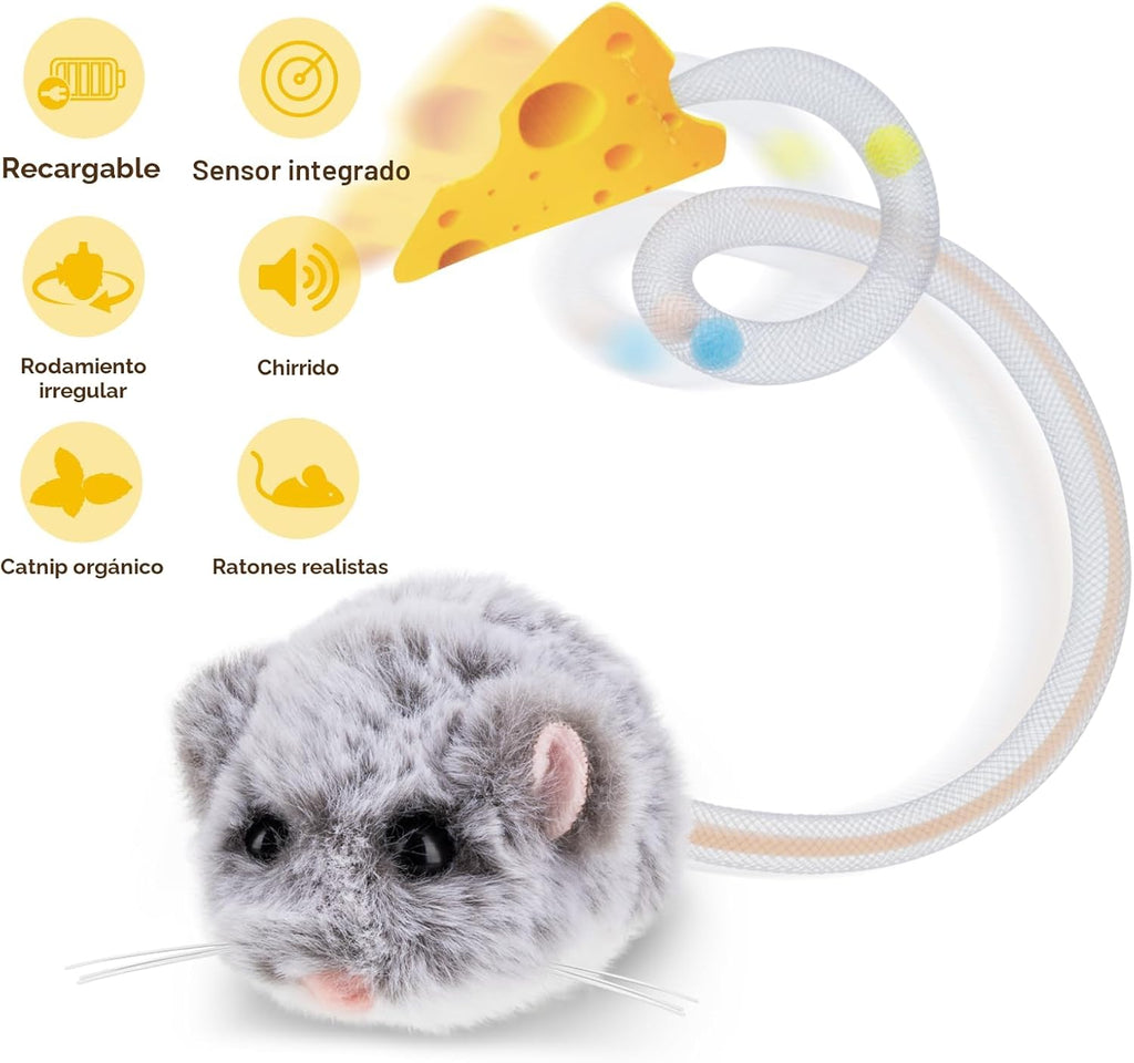 Migipaws MigiMouse - Juguete interactivo para gatos con giro de 360...