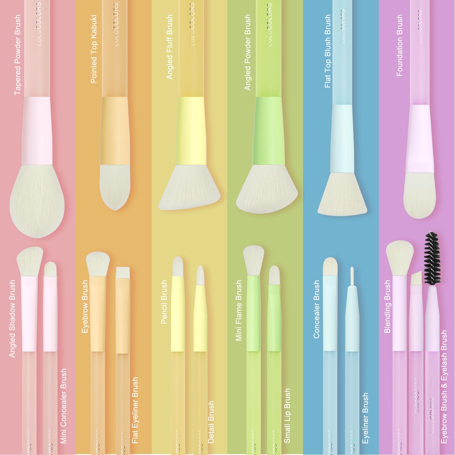 LULUCOLORS Juego de 18 pinceles de maquillaje para principiantes -...
