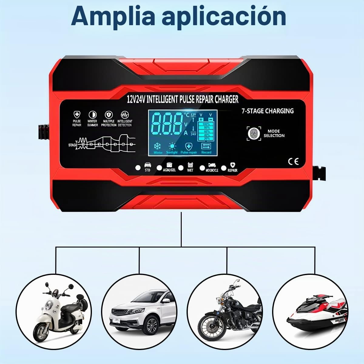 Cargador de batería de coche de 10 amperios, desulfator de batería...