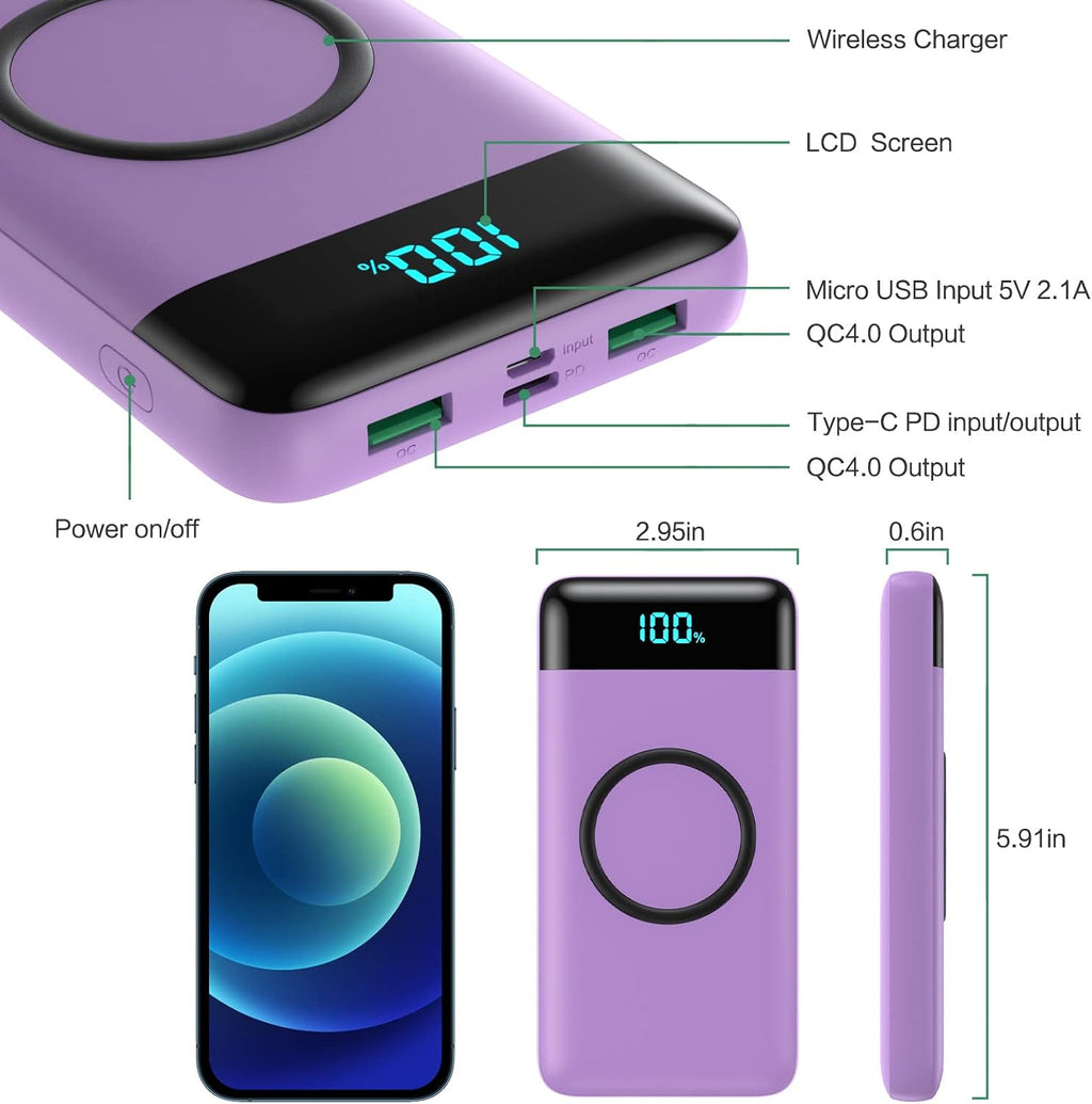 Cargador portátil inalámbrico de 30,800 mAh, cargador de batería US...