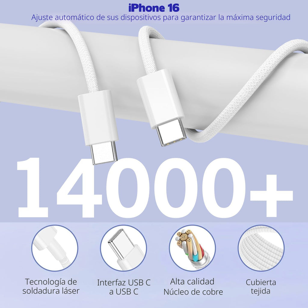 Cargador de 10 pies para iPhone 17, 16, 15 Pro, paquete de 2 cables...