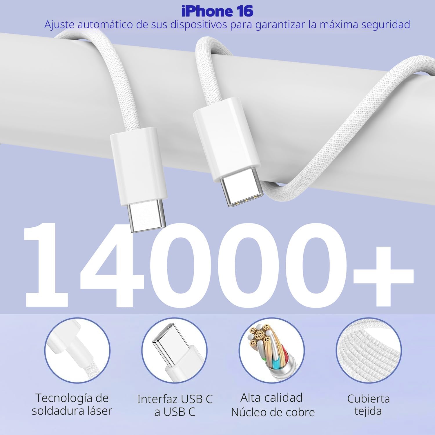 Cargador de 10 pies para iPhone 17, 16, 15 Pro, paquete de 2 cables...