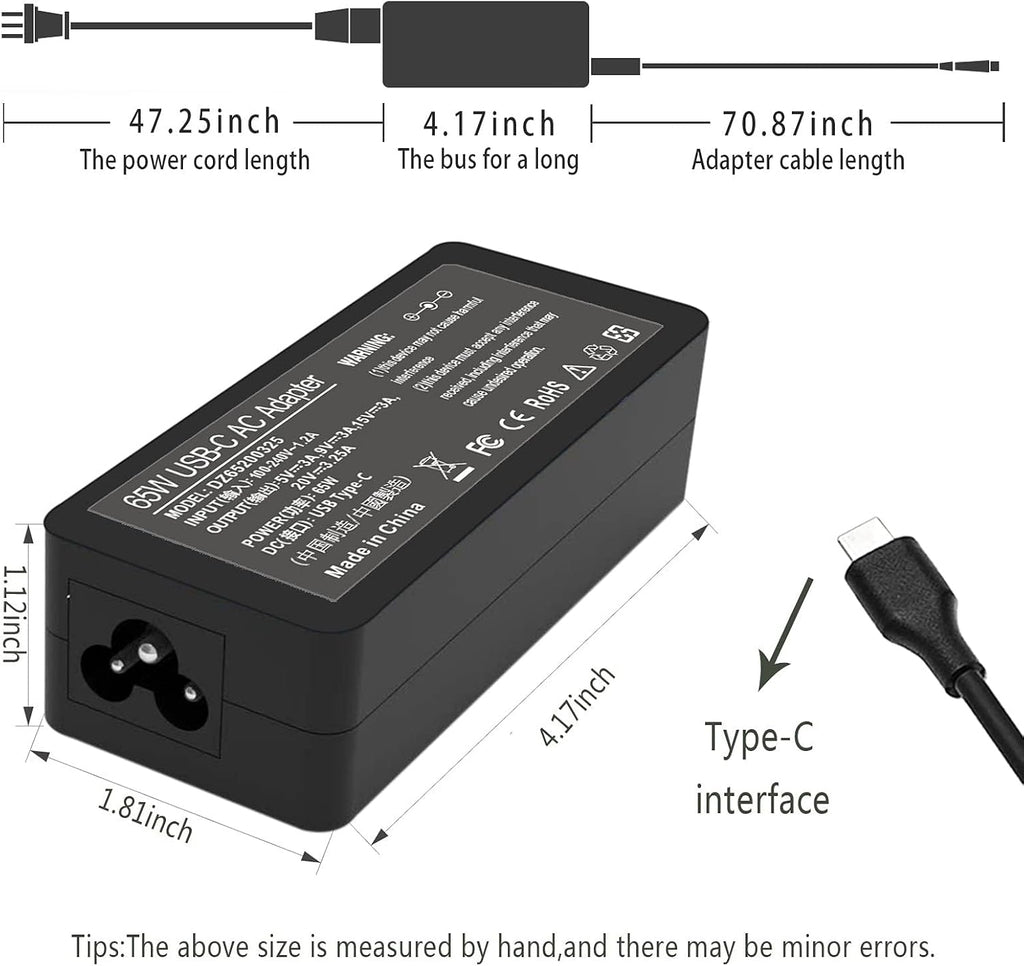 Yodzgaco Cargador USB C Chromebook de 65 W para Lenovo, Hp, Dell, A...