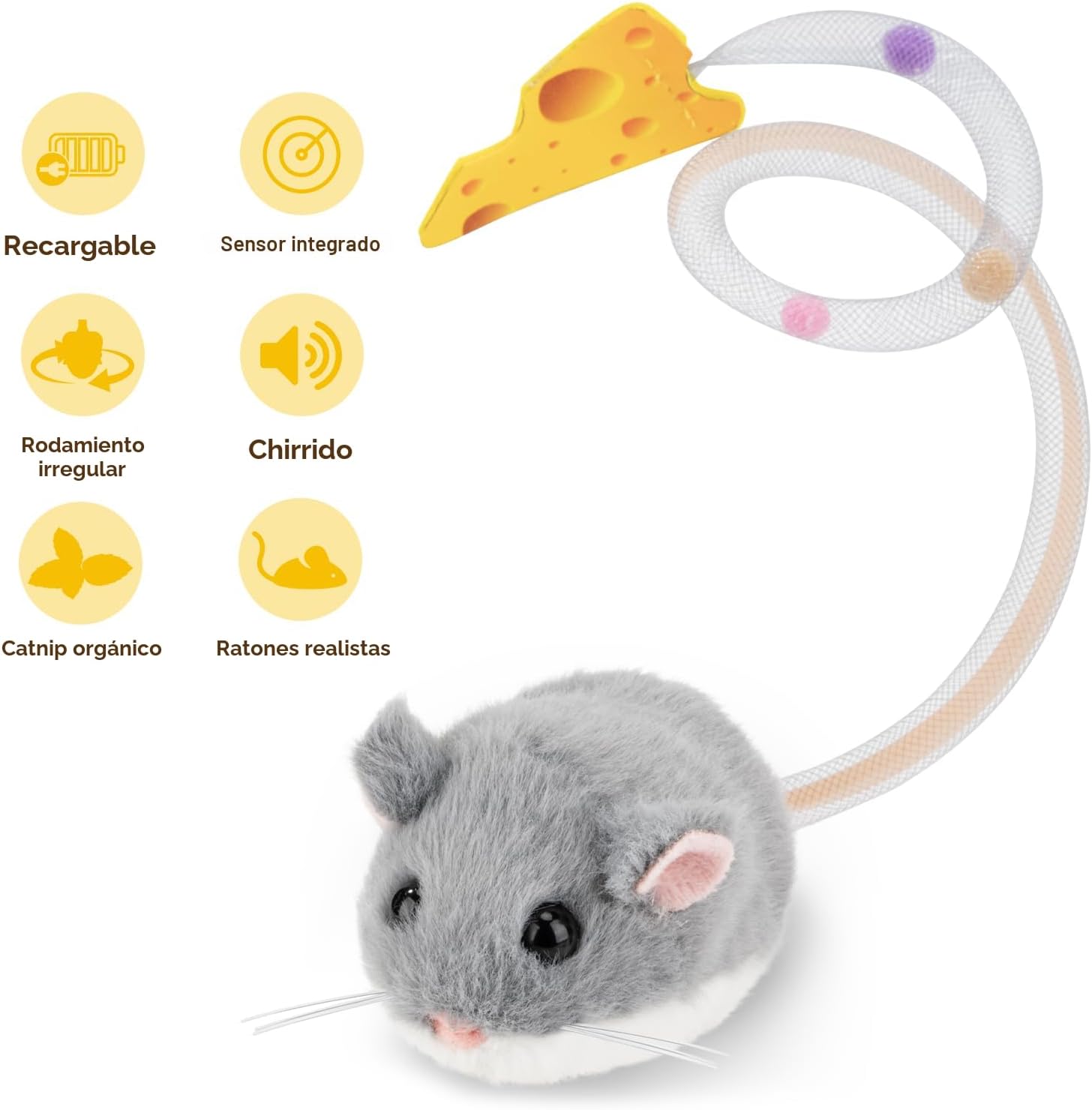 Migipaws MigiMouse - Juguete interactivo para gatos con rodamiento...